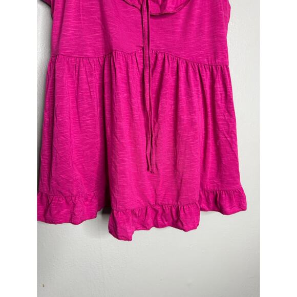 NWT Torrid Super Soft Slub tiered ruffle babydoll top in fushia pink - Picture 6 of 6